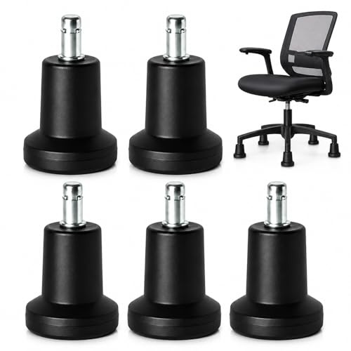 5Pcs High Profile Bell Glides Replacement Stool Swivel Caster Wheels or Office Desk Chair, Bell Glides Replacement Office Chair Wheels Stopper Swivel Caster, Feet to Protect Wood(11mm X 22mm)