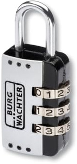 Burg-Wächter Verstellbares Zahlenschloss, 3,5 mm Bügelstärke, 3 Zahlenrollen, Combi Lock 72 25 SB