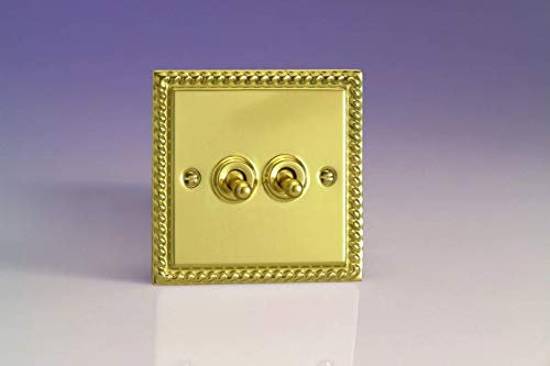 Varilight - 2G 1 or 2W 10A Classic Toggle Switch Georgian Brass - XGT2