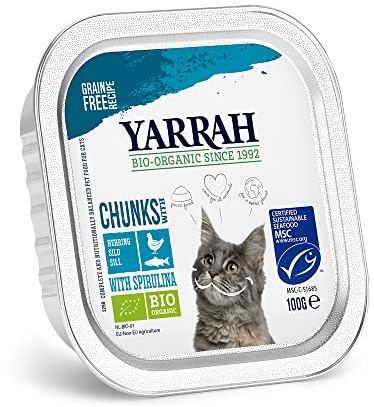 Yarrah Bröckchen Fisch 100g Bio Katzenfutter, 16er Pack (16 x 0.1 kg)