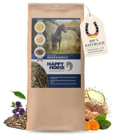 HAPPY HORSE Sensitive Senior & Barock Pferdefutter | 14 kg | Für ältere & barocke Pferde | Mit natürlichen Kräutern, Leinsamen & bioaktiven Mikronährstoffen | Hochverdaulich & darmfreundlich