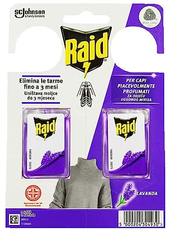 Raid (Paral) Motten-Gel, Mottenschutz für den Kleiderschrank, Mottenfalle mit Lavendel-Duft, 1er Pack (1 x 2 Stück)