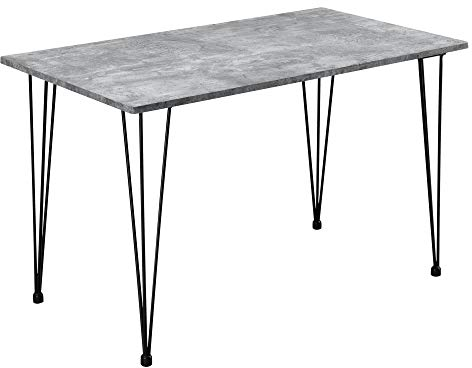 [en.casa] Design Esstisch 'Kiel' in Beton-Optik 120x70cm - Küchentisch Esszimmertisch Tisch mit Hairpin-Legs
