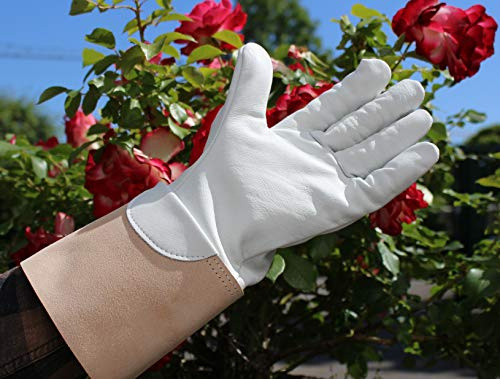 Förster-Fellnest Rosenhandschuhe aus echtem Rind-Leder mit kräftiger Stulpe und gutem Griff. Gartenhandschuhe Leder