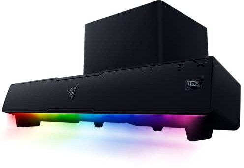 Razer Leviathan V2: Multi-Driver PC Gaming Soundbar with Subwoofer - THX Spatial Audio - Compact Design - Chroma RGB - Bluetooth 5.2 - for Desktop/Laptop, Smartphones, Tablets & Nintendo Switch