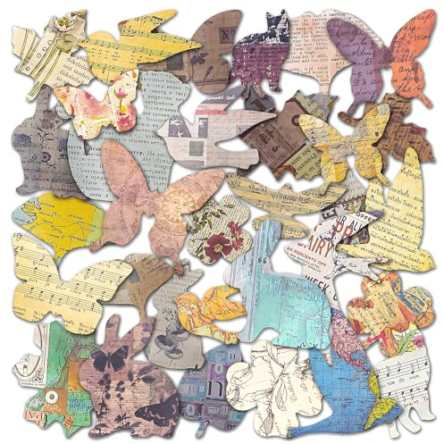 4 Packungen Vintage Scrapbook Sticker Planer Sticker Retro Scrapbook Supply Dekorativer Schmetterling Vogel Hase Blatt Aufkleber für Tagebuch Journal Kartenherstellung Kunst und Handwerk (Freedom)