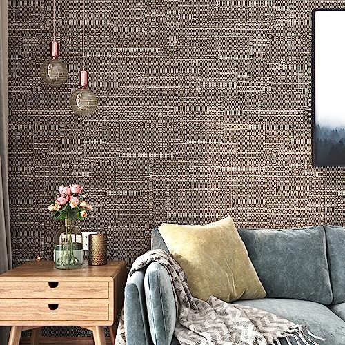 FunStick Taupe Brown Grasscloth Wallpaper Peel and Stick Fabric Wallpaper Textured Self Adhesive Brown Rattan Contact Paper for Cabinets Removable Faux Grasscloth Wall Paper for Walls Dresser 15.8x80