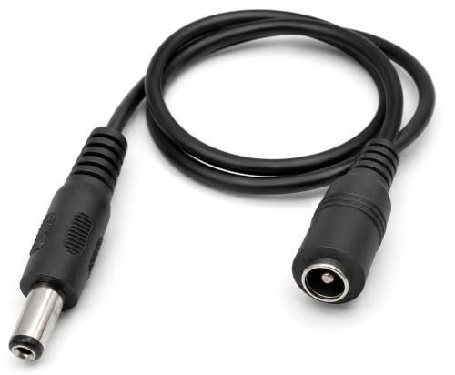 DRUT DC Power Plug to Socket, 50cm, 5.5mm x 2.1mm, Male to Female, Black | Short, CCTV, LED, Modem Router, Music Instruments, Extension Lead Cable, 1.6ft