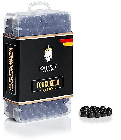 MAJESTY FOREST® Munizioni per Fionda in Argilla con Scatola di conservazione - Biodegradabili - 500/1200 Pezzi in 9 mm (500 Pezzi, Nero)