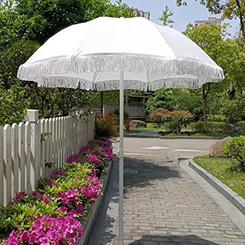 GQJNHUI 160cm Tragbarer Strandschirm Kippbarer Gartenschirm Marktschirm Terrassenschirm, Faltbarer Sonnenschirm Für Draußen Mit Quasten, 8 Rippen/UV 30 Schutz/Dauerhaftes Polyester Material