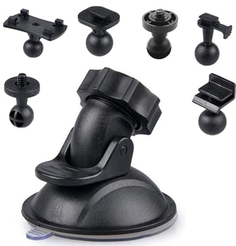 CLKE Dashcam, supporto a ventosa, supporto per navigatore auto, con 6 tipi di adattatore a 360 gradi, supporto a ventosa per videoregistratore su parabrezza e cruscotto