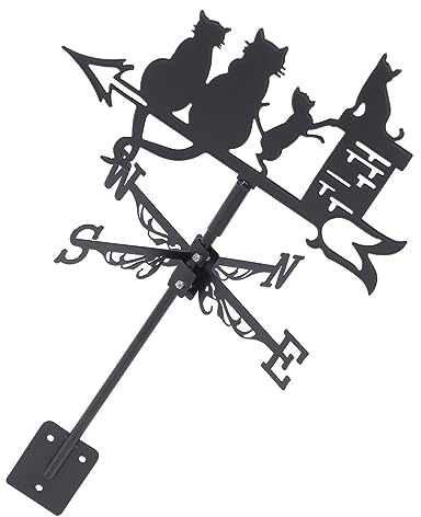 Sosoport Windrichtungsanzeiger und Wetterbeständig aus Edelstahl Katze Einfache Montage Schwarzer Metall Richtungsfahne für Garten und Outdoor Deko