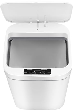 Milzeone 4.22Gallon/ 16L Automatic Motion Sensor Trash Can Touchless Intelligent Waste Bin Silent Smart Garbage Can Self Sealing Rubbish Bin Living Room Bedroom Kitchen Fast Sensing Smart Trash Bin
