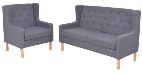 Willood 2-TLG. Sofa-Set Stoff Loungesofa Lounge Sitzmöbel Wohnzimmer Grau Sofas274932