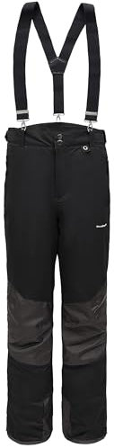 BenBoy Damen Skihose Schneehose Wasserdicht Warm Gefüttert Abnehmbaren Softshellhose Hosenträgerhose mit Verstellbarer Latzhose Outdoorhose Winddicht Snowboardhose Winter HXK7331W-Black1-L