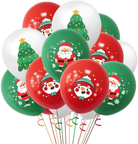 Weihnachts Luftballons 15 PCS Weihnachtsballons Weihnachtsmann Ballons für Party, Weihnachtsfeier, Fasching und Karneval Dekoration Party