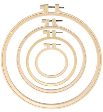 QLEUIFT Bambus Stickrahmen Kreuzstich Rahmen, 9,5cm,12cm, 16cm, 20cm Kreis Kreuzstich Hoop Stickerei Ring für DIY, Kunsthandwerk, Stickerei, 4 Stück