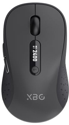 XBG B15pro Wireless Bluetooth Mouse, Bluetooth 5.0/4.0 & 2.4G Tri-Mode, Type-C Rechargeable with LED Screen Display, Ergonomic Silent Click for Laptop/PC/Tablet, Multi-Device & Office Use
