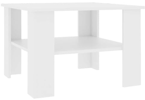 Myheimly Couchtisch Beistelltisch Wohnzimmertisch Kaffeetisch Sofatisch Tisch Telefontisch Weiß 60x60x42 cm Holzwerkstoff