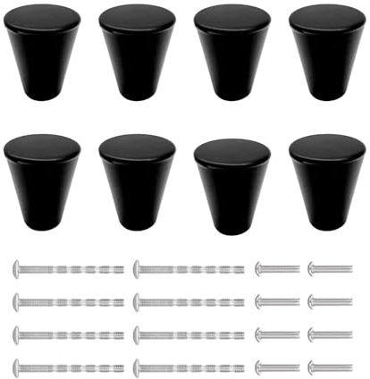 BURENZHAYA Mokife Pomos de armario negros modernos, 8 unidades, tiradores redondos de aleación de aluminio, pomos de muebles para cómodas, armarios de cocina, cajones, armarios con tornillos (20 x 23