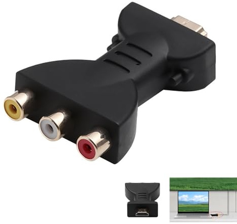 HDMI to AV Converter Portable, HDMI to RCA Adapter with Red White Yellow AV Output, Supports 720p 1080i 1080p Video & Audio Component Composite Converter for HDTV, DVD, Projector, Home Theater Systems