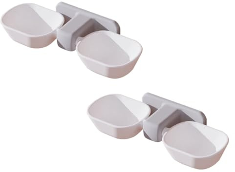 Toyvian 2pcs Dual Food Bowl Feeder for Cat Neck Protection Wall Hanging Cat Feeders