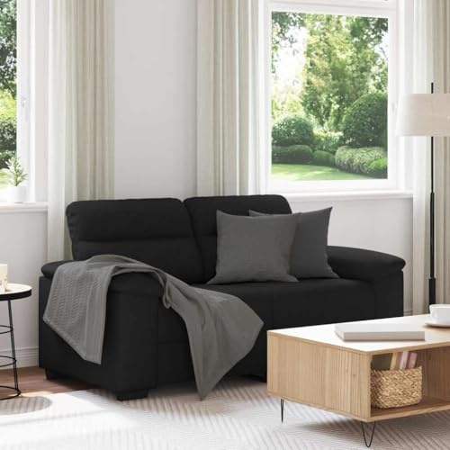 Hommdiy 2 Sitzer Sofa,Zweisitzer Sofa,Polstersofa mit 2 Armlehnen,Doppelsofa Moderne Couch Loungesofa, Loveseat für Wohnzimmer/Schlafzimmer, Schwarz 120 cm breit Stoff