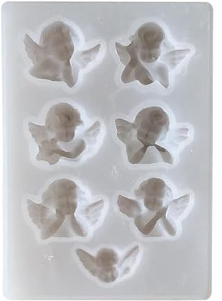 Molde para Resina - 7 Cavidades Moldes de Silicona Ángel para Fundición de Resina | Herramientas y Suministros para Manualidades de Liberación Fácil para Cera, Yeso, Decoración del