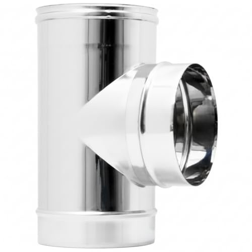 FORTUNATO Raccordo a T 90° in Acciaio Inox per Canna Fumaria, Spessore 0,5 mm, Diametri Ø 80/150/180 mm, Ottimizzazione Flusso dei Fumi (Ø 150 mm)