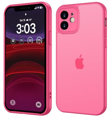 ORDA für iPhone 11 Hülle 6,1 Zoll, Vollständiger Kameraschutz Stoßfest Kratzfest Transluzente Rückseite Schutzhülle, Anti-Fingerabdruck Matt Handyhülle für iPhone 11 (Leuchtend Rosa)