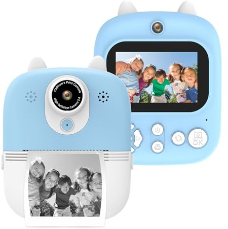 Sorandy Sorandy Cámara de Impresión Instantánea Multifuncional Portátil para Niños, Cámara de Lentes Duales con Pantalla IPS de 2,4 Pulgadas, Morada de Memoria de 32GB (Purple) (Purple) (Blue)