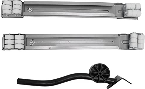 Aramox Utdragbar Apparat Rulljärn Justerbar Universal Rullbas 45 Till 70 Cm 300 KG Last 24 Hjul med Bromsar för Tvättmaskin och Torktumlare Kylskåp Diskmaskinsskåp (Silver)