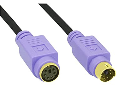 InLine 13342W PS/2 Verlängerung, Stecker / Buchse, 2m PC99, violette Stecker, PREMIUM