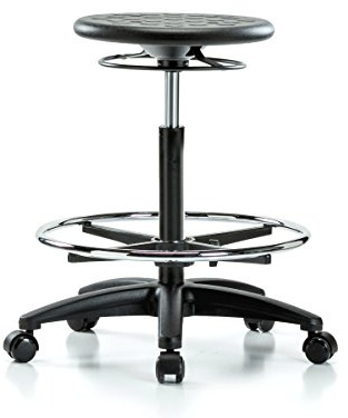 Perch Polyurethane Industrial Stool with Foot Ring | High Bench Height 23-33