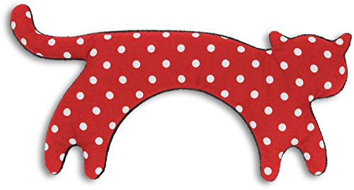 CUSCINO RISCALDABILE Leschi per la pancia e la schiena/Per collo, cervicale e coliche dei neonati/Per microonde, con semi di grano/Minina la gatta, rosso a pois nero