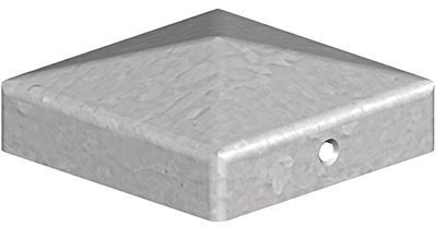 2x Pyramid Square Galvanised Metal Fence Post Caps - 3 75mm Post Top