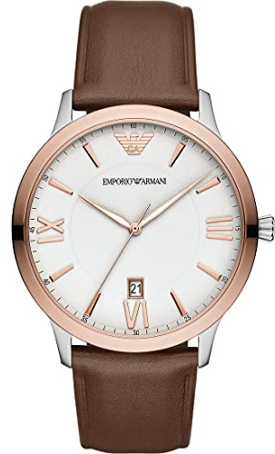 Emporio Armani Herren Analog Quarz Uhr mit Leder Armband AR11211
