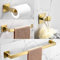 WOMAO Toilettenrollenhalter Set Gold, Ohne Bohren Handtuchhalter Selbstklebend Kleiderhaken Gebürstet Handtuchring Edelstahl Badezimmer Zubehör Set 4 Stück