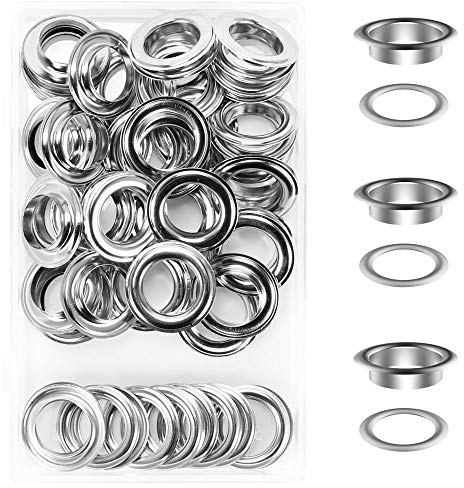 HO2NLE 50Set di Occhielli Metallici per Teloni 20mm Grommet Rondelle Occhiellatrice per Tende Borse Scarpe Abbigliamento Argento, senza Strumento