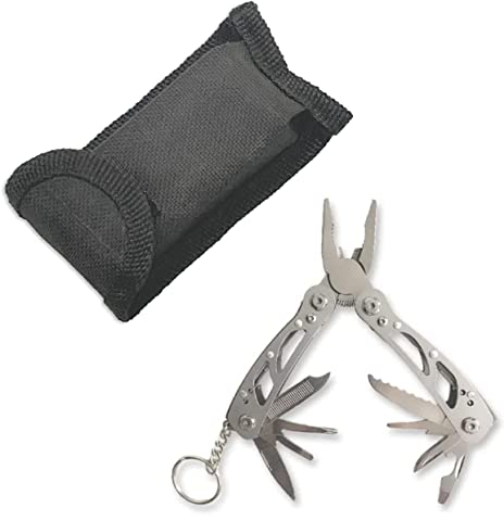 LZZEM 12-in-1 Stainless Steel General Plier Mini Multitool Plier Set Floding Plier with Nylon Pouch Self-Locking Multitool Pliers Multi-Tool for Outdoor Camping Fishing Hiking