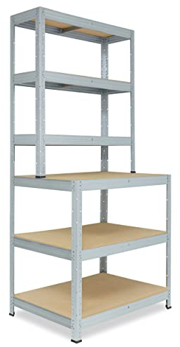 shelfplaza® 190x100x60cm PROFI Werkbank Regal Schwerlast verzinkt mit 6 Böden à 166kg Tragkraft/Metall Schwerlast Steckregal Schwerlastregal Stufenregal Metall Regalsystem/Regale Lagerregale