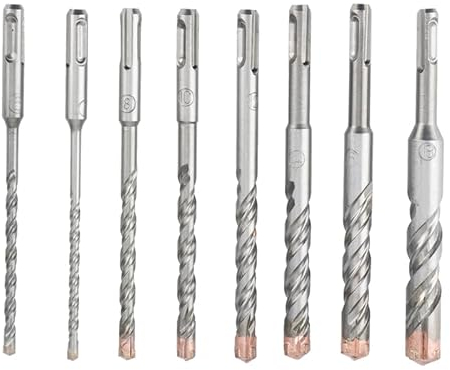 KIZAMI 8 STÜCKE SDS Plus Hammerbohrer-Set 40Cr Stahl Steinbohrer Kreuzschneider Betonbohrer 5-18 mm Sägebohrer-Set