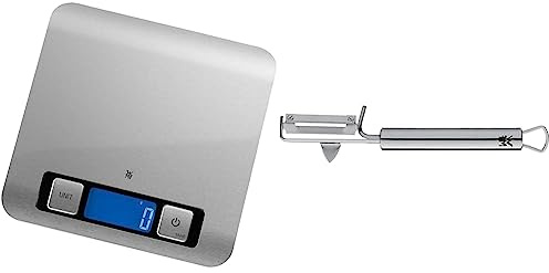 WMF Digitale Küchenwaage 20 x 20 x 1 cm, Backwaage & Profi Plus Kartoffelschäler Pendelklinge 19 cm, Pendelschäler einschneidig, Gemüseschäler, Cromargan Edelstahl teilmattiert, spülmaschinengeeignet