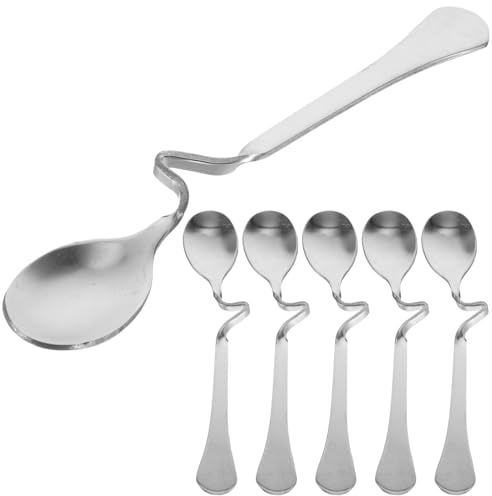 OSALADI 6pcs Hanging Coffee Spoons, Bending Handle Jam Spoons Stainless Steel Honey Spoons Dessert Spoons for Tea Coffee Dessert