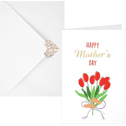 XIHIRCD Glückwunschkarte zum Muttertag, Karte Beste Mutter mit Umschlägen und Herzaufkleber Blumenmuster Grußkarte für Mütter Muttertagsgeschenke für Mutter Oma Ehefrau(Stil 2)