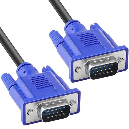 VGA to VGA Cable, 1.5m VGA Adapter Display Cable, 15 pin VGA Computer Monitor Lead Cable, 1080P Full HD SVGA/VGA Male to Male Monitor Extension Lead for Computer PC Laptops TV Projectors & More