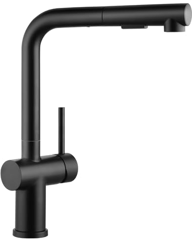 BONADE Rubinetto Lavello Cucina Nero, Miscelatore Cucina con Doccetta Estraibile, Rubinetto Cucina con 2 Tipi di Getti, Rubinetti Cucina Girevole a 360°, Fontana Lavello Cucina in Acciaio Inox