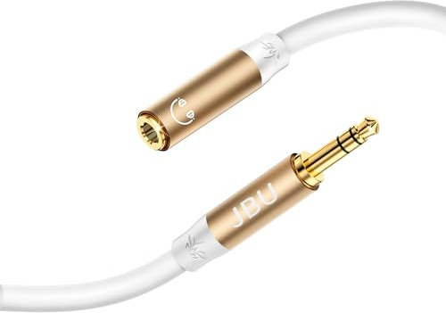 Stereoljudkabel, AUX, förlängningskabel för hörlurar, 3,5 mm uttag, 1,2 m, vit, silikonmaterial, förlängningskabel för hörlurar, headset, bilradio