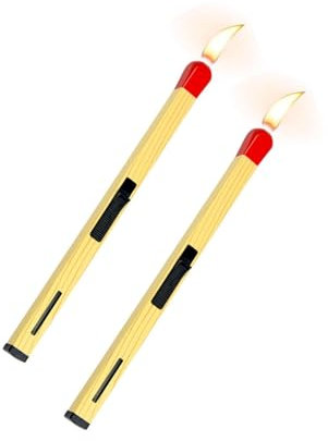 JXUFGYES Lot de 2 briquets allumettes, briquets au Butane en Forme de Bougie, Petits et Portables, Rechargeables, Taille de Flamme réglable, Cadeau for Homme, père, Mari(A)