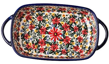 LABRIMP Bandeja Para Hornear Rectangular De Cerámica Grande Doble Mango Esmaltado Antideslizante Para Restaurante y Hogar Molde Para Hornear Multiusos Para Horno y Servir Alimentos